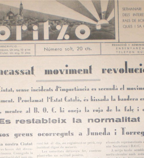 l setmanari tradicionalista ‘Horitzó’, de les Borges, es va fer ampli ressò dels fets. (foto: M.M.)